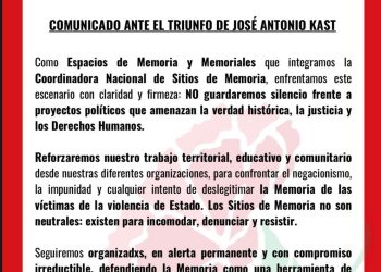 DECLARACIÓN COORDINADORA NACIONAL DE SITIOS DE MEMORIA